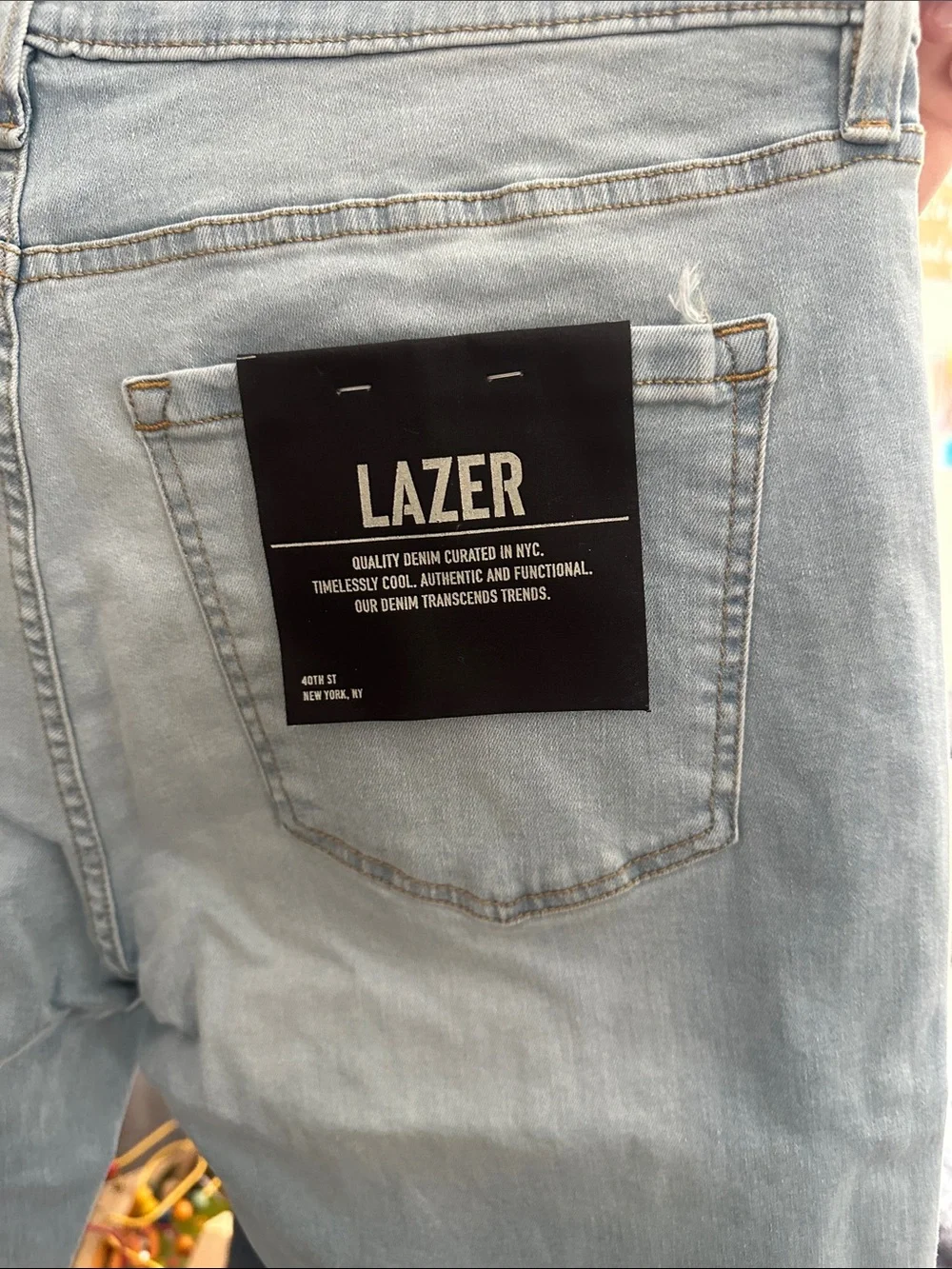 Slim Straight Light Blue Men’s Jeans - Distressed Finish
